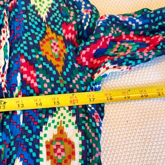 MAEVE Anthropologie Topoxte Drop Waist Geometric Ikat Multicolor Blouse Top - Picture 13 of 14